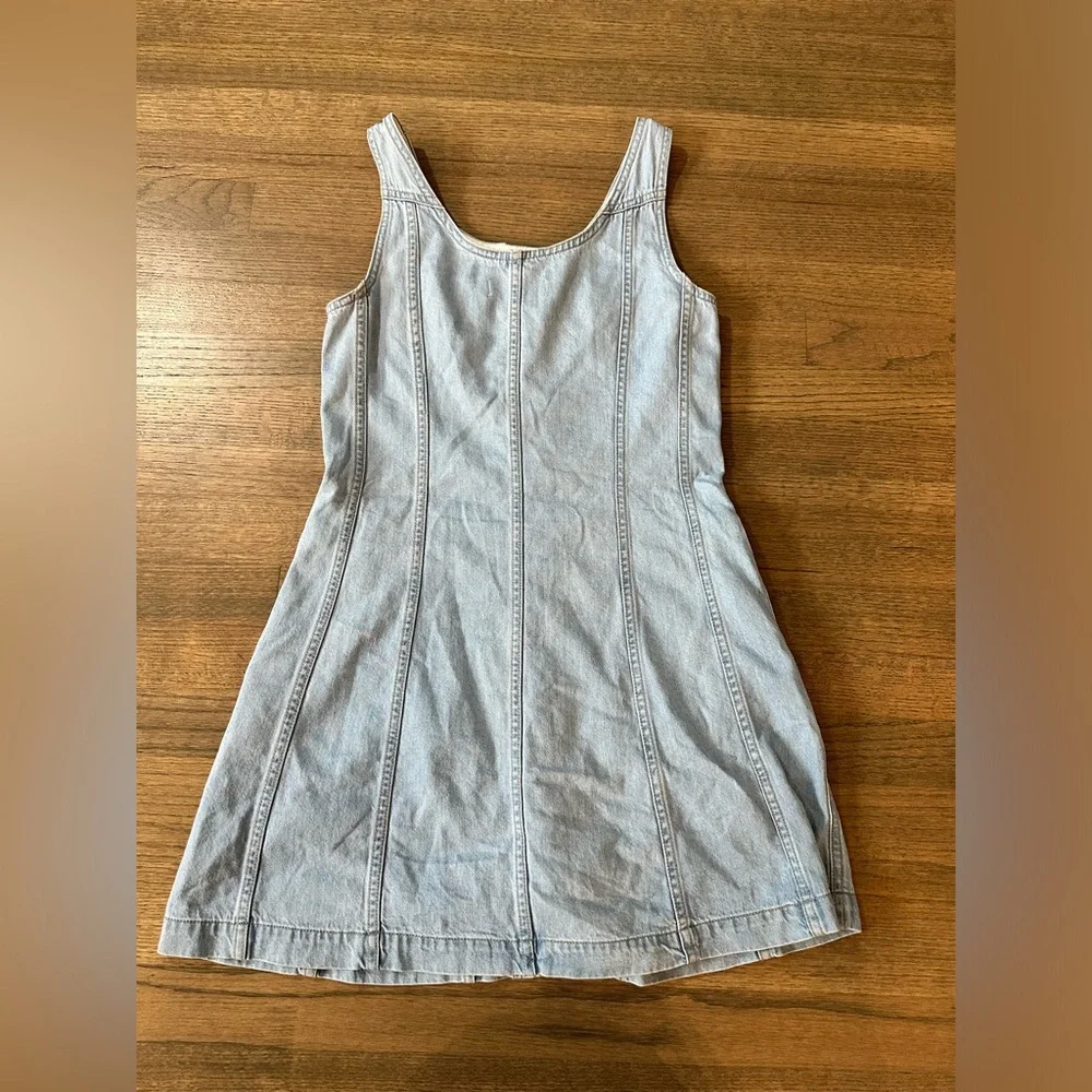 Madewell Denim Sleeveless Seamed Mini Dress-Light Wash-Size 4 - Picture 6 of 13